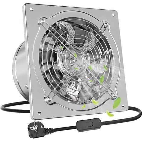 250 mm Wall Fan 1750 m³/h, Silent Extractor Fan with Non-Return Valve, with EU Plug for Office, Attic, Garage, Kitchen, Bathroom (1/5)