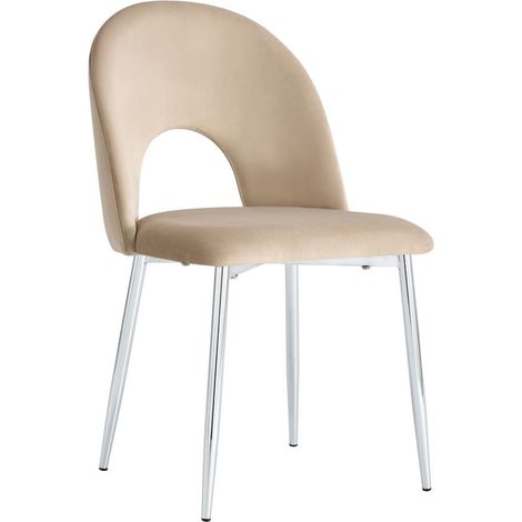 Lot de 4 chaises TEDDY Chrome velours - Taupe (1/3)