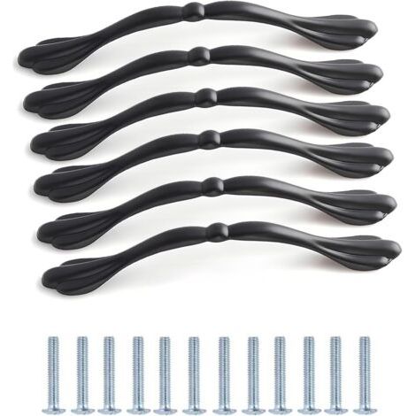 6 Stück Möbelgriffe Küche Schwarz 128mm Lochabstand Schrankgriff Aluminiumlegierung Perfekt Für Möbel Schrank, Schubladen, Schränke, Schlafzimmer Schränke