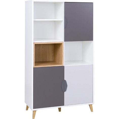 Estantería Domvera 105 , Con puertas, Aglomerado laminado, Número de puertas: 3, Número de cajones: 0, 140x80x40cm