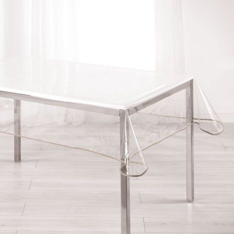 Nappe rectangle transparente ourlet coloré Taupe 140x240 cm (1/3)