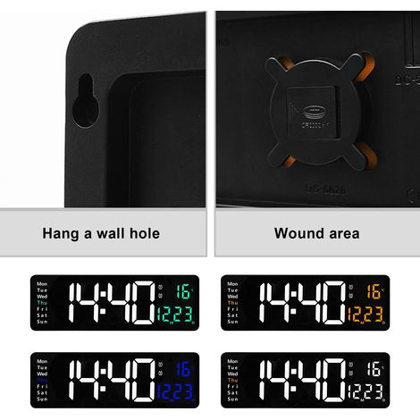 Große Wanduhr mit Fernbedienung und LED-Anzeige, ideal fürs Wohnzimmer. (1/5)