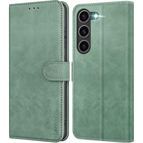 Coque pour Samsung Galaxy S23, Etui Protection Housse Premium en Cuir PU Portefeuille, [Ranges Cartes] [Fonction Support] Pochette Fermeture Magnétique pour Samsung Galaxy S23, Vert (1/5)