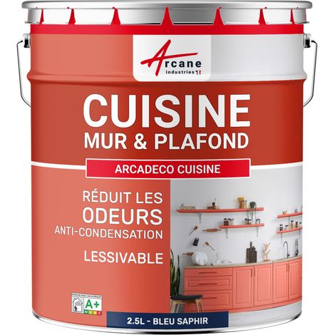 Peinture cuisine, lessivable, absorbe les odeurs - 2.5 L Bleu saphir - RAL 5003 - ARCANE INDUSTRIES