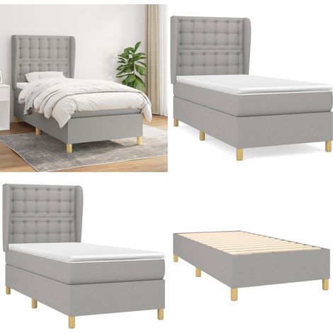 Boxspringbett mit Matratze Hellgrau 90x200 cm Stoff - Boxspringbett - Doppelbett - Schlafraum - Bettenrahmen - Lattenrost - Home & Living (1/5)