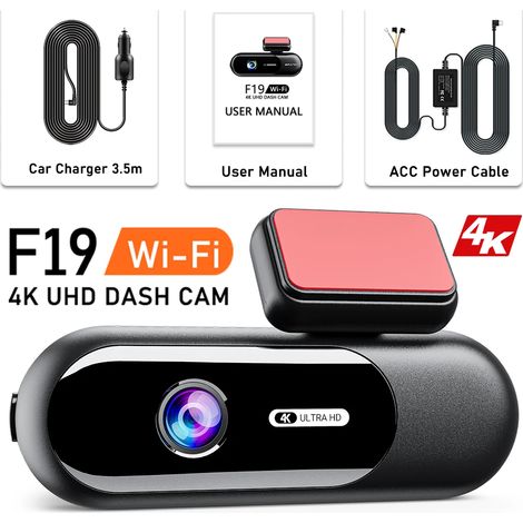 (Kit câblé pour carte SD 128 Go) Caméra embarquée pour voiture avec enregistrement ultra haute définition 4K et fonction de vision nocturne HDR. (1/5)