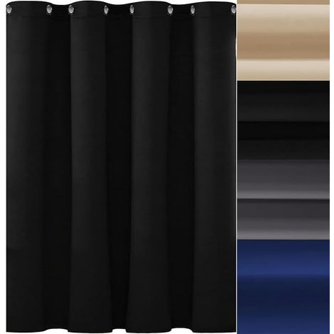 Tenda oscurante, set da 1, 155 x 245 cm, design moderno, poliestere, tenda decorativa con occhielli argentati, decorazione per la casa, diverse misure, lavabile, nera (1/5)