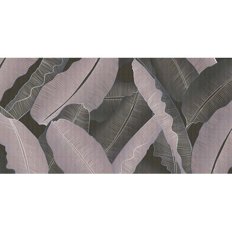 Papier peint panoramique palmier graphique idéal salon Tapisserie panoramique feuille grise pour chambre Papier peint panoramique pour escalier (1/2)