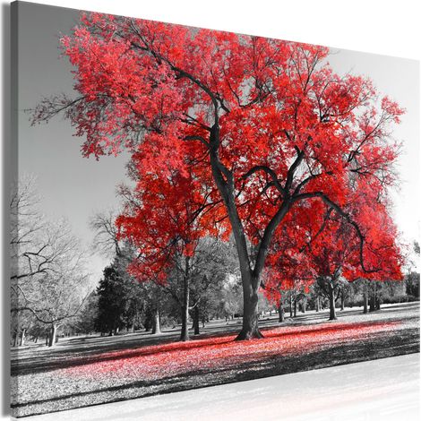 Quadro - Autumn in the Park (1 Part) Wide Red - 90x60 (1/4)