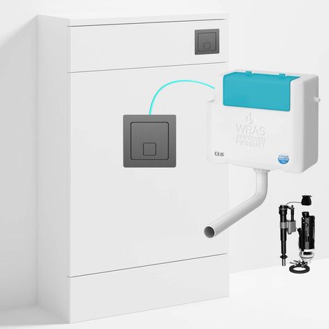 Gloss White 500 x 200mm Back to Wall WC Unit with Concealed Toilet Cistern Set - Side Entry (1/4)