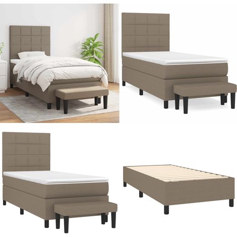 Sommier à lattes de lit avec matelas Taupe 90x190 cm Tissu - Lit Plateforme - Lit Double - Matelas Ferme - Literie - Chambre À Coucher - Home & Living (1/5)