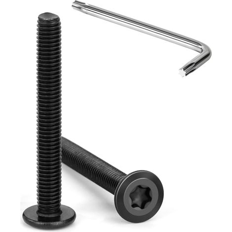 20 Pièces Vis à Tête Plate Torx Noir M5 x 40 mm Vis à Six Pans Creux en Acier Inoxydable A2 V2A Boulons de Meubles Hexagonale avec Clé T25 Filetage Complet (1/5)