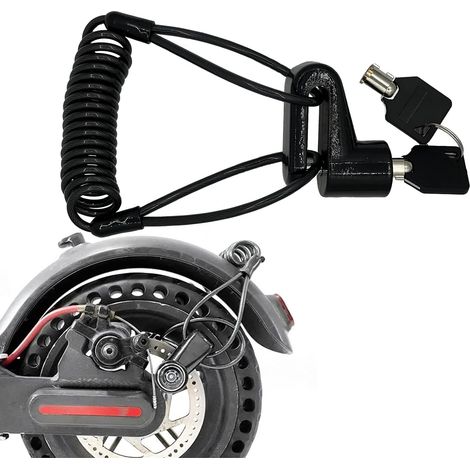 Antivol Trotinette Electrique(Noir), Cadenas Accessoire, Bloque Disque+1.2m Câble Antivol Sécurité à Ressort +2 Clés et Sac de Bloc