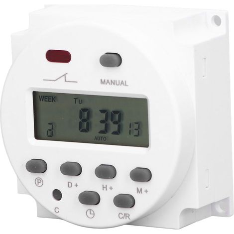 Elektronischer Timer mit LCD-Digitaluhr, 16 Zyklen, Ein-/Ausschalter, CN101A, Wechselstrom 220–240 V (1/5)