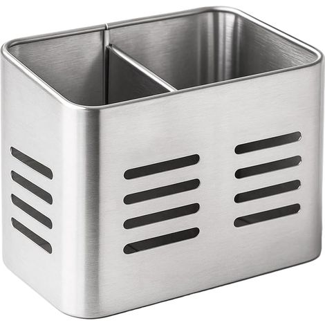 Égouttoir à Couverts Inoxydable - Porte-Ustensiles de Cuisine Double - Séchage et Rangement Argent (1/5)