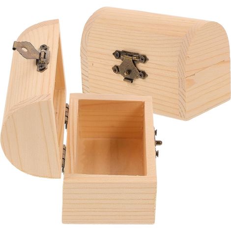 Lot de 2 Boîtes en Bois Arc Solide Fermoir Métallique, Coffres à Trésor Robustes pour Rangement Solide de Présents et Bonbons la Maison Bureau Plusieurs styles (1/5)