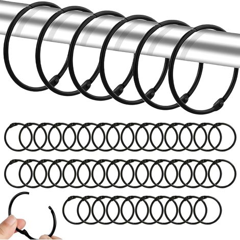 Lot de 40 Anneaux de Rideaux à Ouvrir,38mm Noirs Anneau Rideau Ouvrables (1/5)