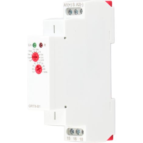 Relais temporisé retardé à l'ouverture GRT8-B1 miniature pour rail DIN, bobine AC/DC 12-240V, temporisation à l'arrêt (1/5)