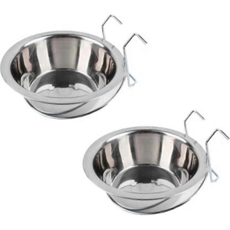 Gamelle d'eau suspendue pour niche, gamelles pour chiots en acier inoxydable, distributeur de nourriture pour gamelle de cage pour chien (1/4)