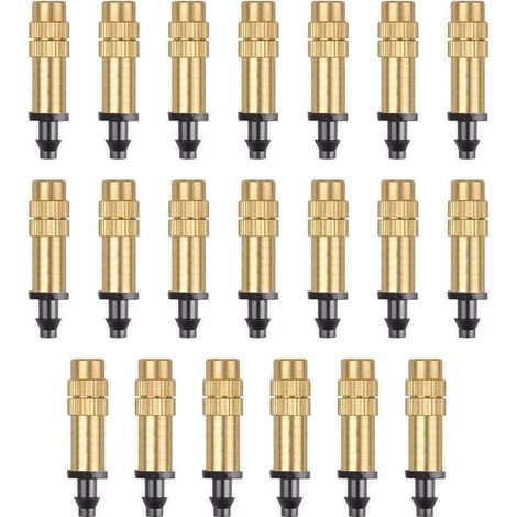 20 verstellbare Sprühdüsen, Messing-Bewässerungssprinkler, Zerstäubungsdüsen für Tropfbewässerung, Messingdüsen für Gewächshaus-/Garten-/Rasenbewässerung (1/5)