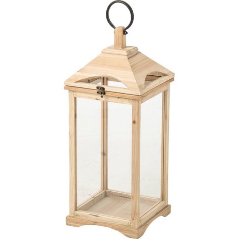 Lanterne en Bois "Chamonix" 61cm Naturel (1/4)