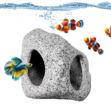Rocher Cachhette pour Aquarium Décoration en Céramique Grotte pour Poisson Betta Cichlidés et Tortue (1/5)