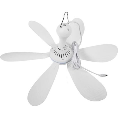 (Sans télécommande) Ventilateur de plafond USB, DC 5V, ventilateur de circulation d'air avec 6 pales détachables, ventilateur de plafond portable. (1/5)