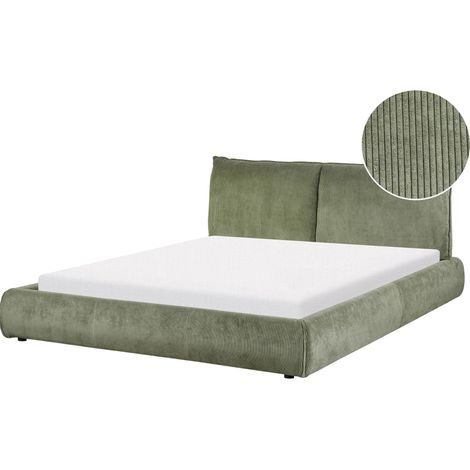 Bed Corduroy VINAY 160 x 200 cm (EU King Size) Olive Green