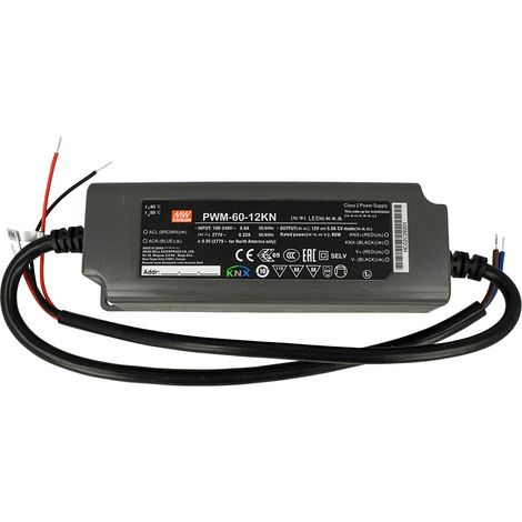 MW MEAN WELL PWM-60-12KN Trasformatore CV 12V 5A 60W Dimmerabile KNX Konnex IP67 (1/3)