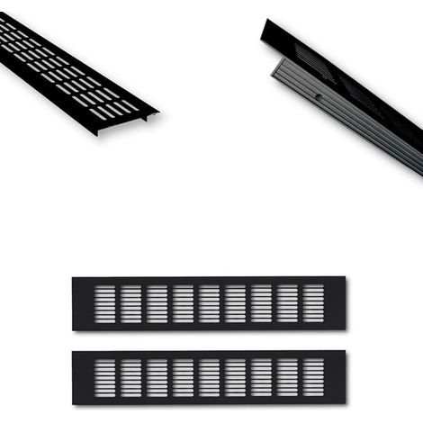 2 x Black Aluminium Ventilation Grille 30 x 8 x 1.2 cm for Ventilation Grille for Kitchen, Bathroom, Toilet, Garage and Living Room, Air Vent (1/5)