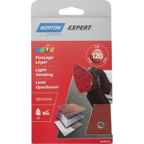 Set di 5 dischi abrasivi Norton, 102X152 mm, grana 120 NORTON