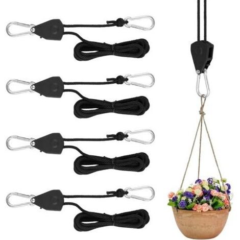 4 Pièces Cordes à Cliquet, Réglables, Polypropylène, 68kg, Pour Tente, Plantes, Lumière (1/5)