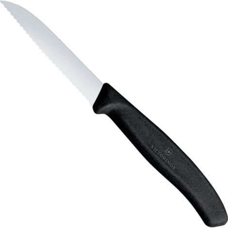 Cuchillo pelador serrado, longitud 80/189 mm - negro