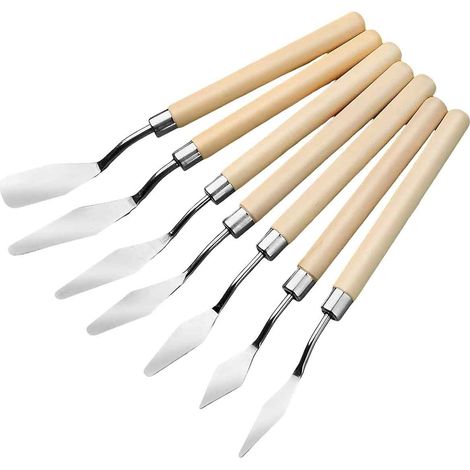 Spatule Peinture - Acier Inoxydable Et Manche En Bois - Pour Huile Et Gouache - Ensemble De 7 Pièces (1/5)