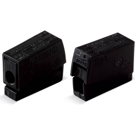 Borne pour luminaires WAGO 224-104 flexible: 0.5-2.5 mm² rigide: 0.5-2.5 mm² Nombre de pôles: 2 noir 100 pc(s) D58044 (1/3)