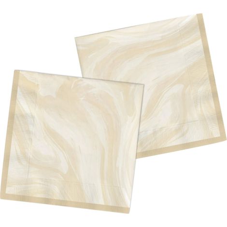 Party Vaisselle Serviette 33x33cm 20 pièces Beige Marbre - Anniversaire Dîner, Enfants Party, Fête, Mariages, Baby Shower, Centre