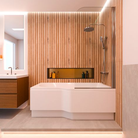 Siko 160x80 cm Beata Plus asymmetrische Badewanne aus Acryl, gerade + Schürze + Badewannenrand, Füße, weiß (BE1600PPLUS-SETP1)