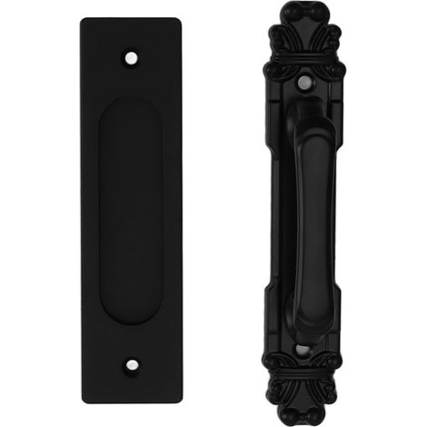 Poignées et tirettes coulissantes de porte de grange double face kit ferrures en alliage d'aluminium facile à poser pour granges (1/5)