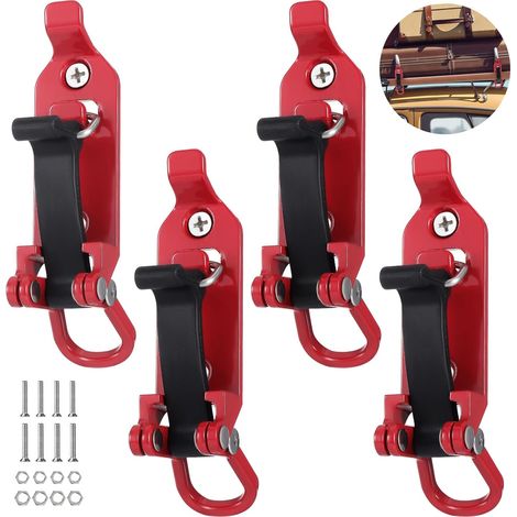 4PCS Excavator Mounting Roof Rack, Truck Excavator Support, Metal Rubber Clamps, Roof Rack Excavator Support Clamp, Support Mounting Kit, Red
