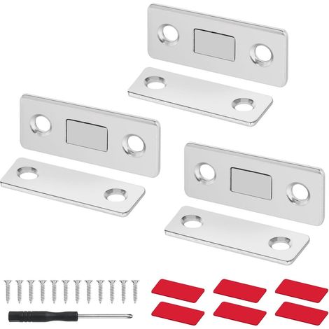 Shine Home Aimants de porte ultra-fins (lot de 3), auto-adhésifs, à fermeture magnétique, pour portes de placards, meubles, tiroirs, etc.