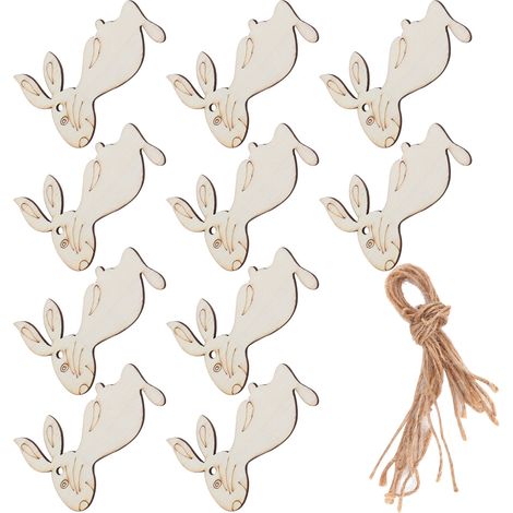 10 décorations en bois en forme de lapin à suspendre pour Pâques