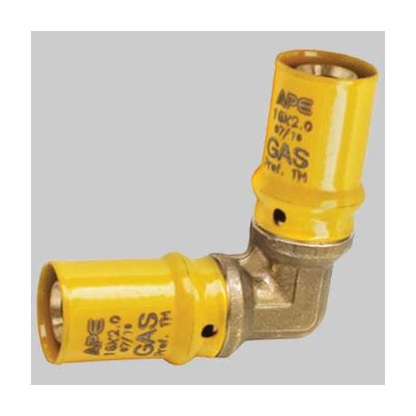 RACCORDDO A PRESSARE CURVO DOPPIO PER GAS  16 x 16     APE RACCORDERIE