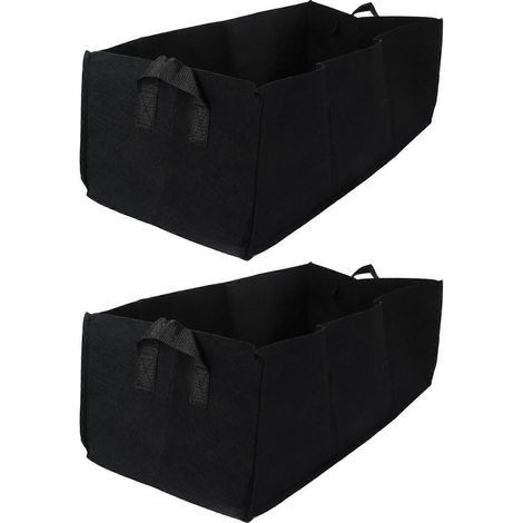 Set mit 2 quadratischen Pflanzsäcken für Erdbeeren, Wurzelkontrollsäcken, Anzuchtsäcken für Blumen und Gemüse, Gewächshaus-Gartenwerkzeug (elegantes Schwarz, mittlere Größe) - 50,00 x 30,00 x 20,00 (1/3)