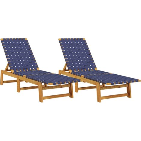 Maison Exclusive - Lettini Prendisole 2pz Blu Scuro Legno Massello Acacia Tessuto
