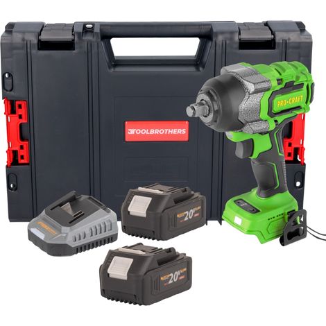 Procraft PWA36bb Akku Schlagschrauber 20 V 850 Nm 1/2" Brushless + 2x Akku 4,0 Ah + Ladegerät + RHINO Toolcase (1/5)