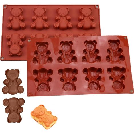 1 Pièces Silicone Moule Ourson Guimauve, Moules Ours 8 Cavités, Guimauve Gelée Chocolat Gâteau, Nounours pour Pâtisserie Bonbons DIY 3 - (1/5)