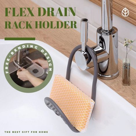 Porte-éponge de cuisine flexible pour évier, gris-AquaForge (1/5)