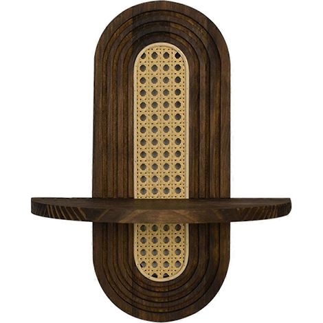Étagère murale décorative chinoise en bambou et bois, idéale pour la chambre ou le salon. Porte-manteau en rotin tressé à la main, couleur noyer. (1/5)