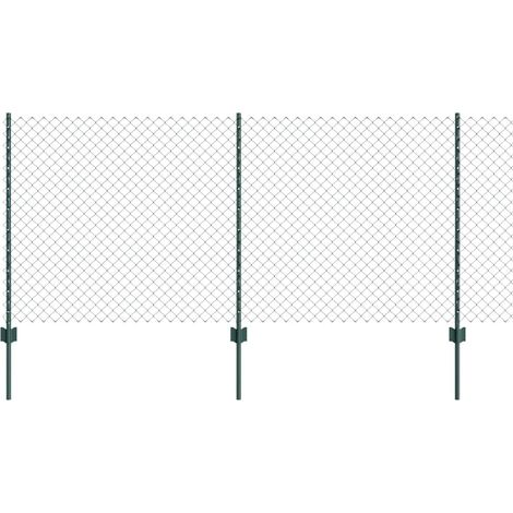Grillage rouleau,Clôture en Maillon de Chaîne avec 10 Pieux U Verte 1x10 m Acier CFW5353286 (1/3)