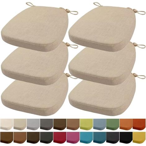 40x38x33CM(3CM Épaisseur) Coussin de Chaise, Coussin de Chaise de Jardin, Lavable, avec Fermeture éclair, Sangles, antidérapant (Beige,6 pièces)
